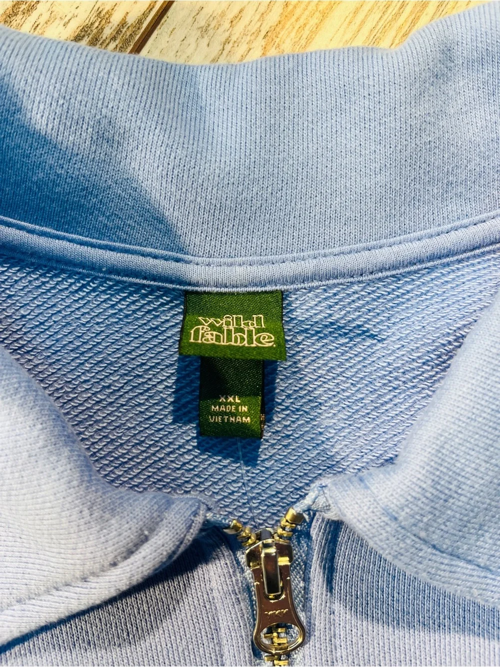 Wild Fable Cornflower Blue Polo Quarter Zip Sweatshirt Graphic Cropped XXL NWT - Picture 3 of 13